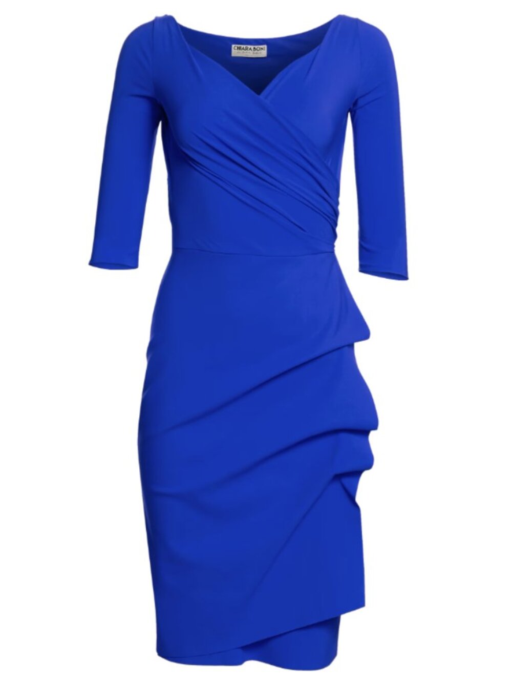 CHIARA BONI La Petite Robe Florien Faux Wrap Dress Cobalt Blue Medium Luxury